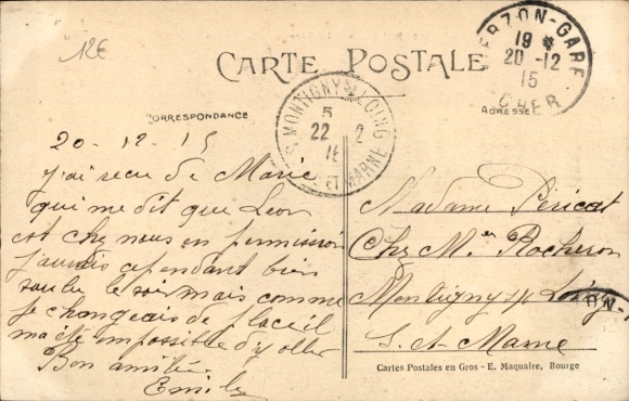 Postcard Bourges-Cher, La Gare