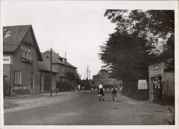 foto Ak Hamburg Wandsbek Farmsen Bern, straatbeeld, bewoners, slachthuis