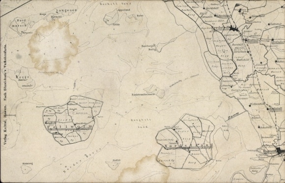 Maps Postcard Bredstedt in North Frisia, Islands, Map