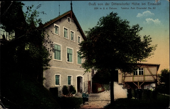 Postcard Dittersdorf in the Ore Mountains, Dittersdorfer height near Einsiedel