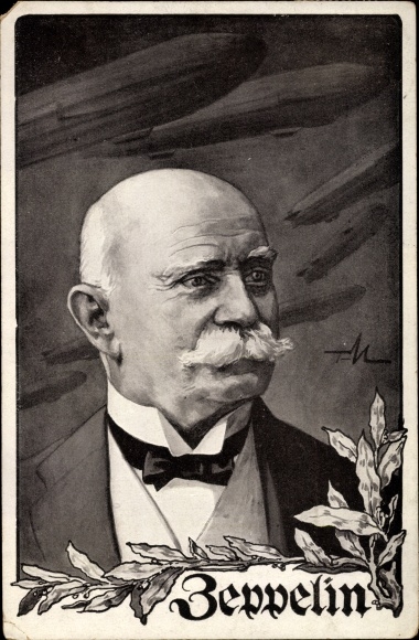 Artist Postcard portrait Ferdinand Adolf Heinrich August Graf von Zeppelin