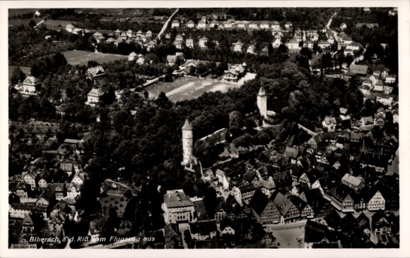 Postcard Biberach an der Riß in Upper Swabia, aerial photograph