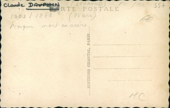 Postcard actor Claude Dauphin, cap