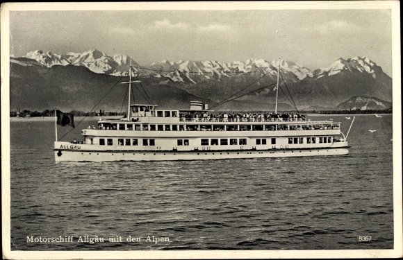 Ak Bodensee Motorschiff Allgäu, Alpen