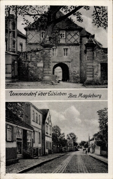 Postcard Ummendorf in Saxony Anhalt, street, gate