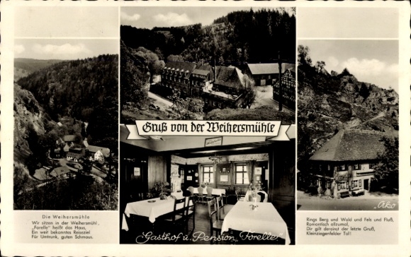 Postcard Weihersmühle Weismain Upper Franconia, Inn and Pension Forelle, interior view