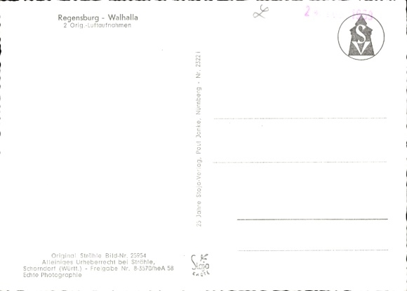 Postcard Regensburg on the Danube Upper Palatinate, building, city view, Walhalla, river view