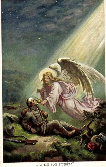 Artist Postcard I will refresh you, angel, wounded soldier
