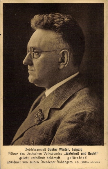 Postcard company lawyer Gustav Winter, People's Association of Truth and Justice