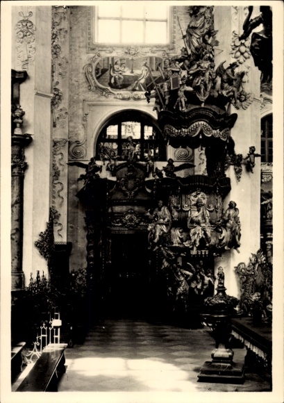 Postcard Neuzelle in Brandenburg, Catholic Church, Pulpit