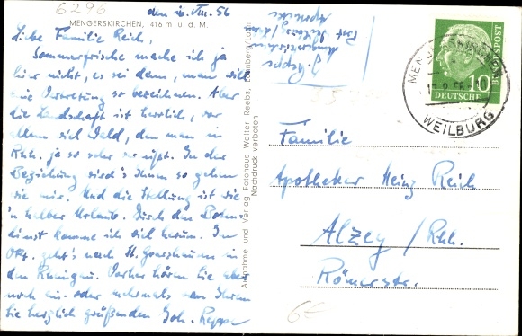 Postcard Mengerskirchen in the Westerwald, summer resort, panorama
