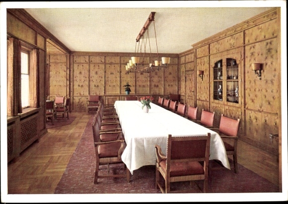 Ak Obersalzberg Berchtesgaden in Opper-Beieren, Berghof Wachenfeld, eetkamer, binnenaanzicht
