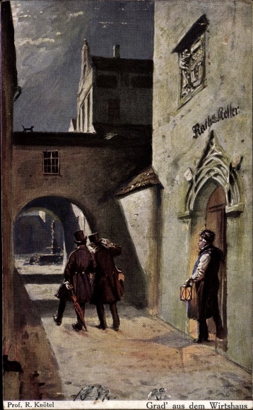 Artist Postcard Knötel, R., degrees from the tavern