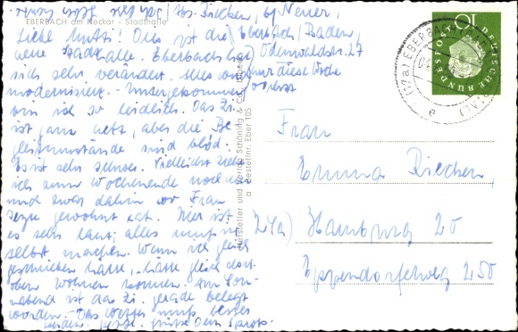 Postcard Eberbach am Neckar Odenwald Baden, Stadthalle