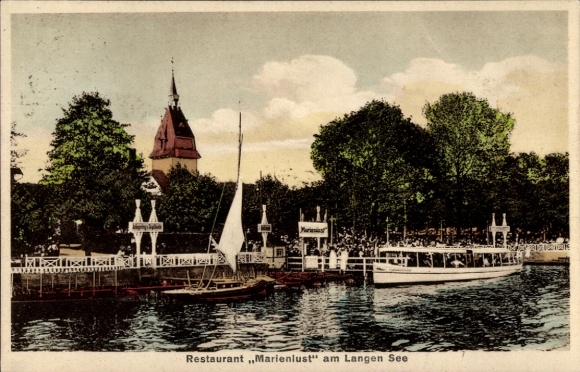 Postcard Berlin Köpenick, Restaurant Marienlust at the Müggelberge on the Langen Berg