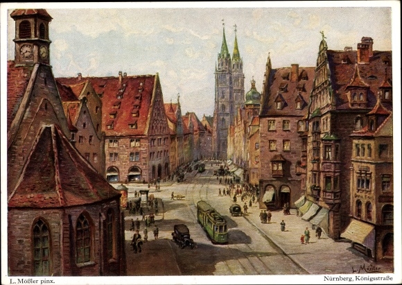 Artist PC Mößler L., Nuremberg, Königsstraße, tram