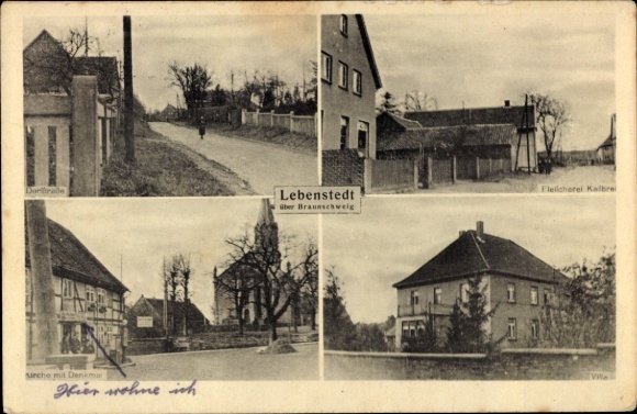 Ak Lebenstedt Salzgitter in Niedersachsen, Verschiedene Ansichten, Darrade, Denkmal, Fleischnerei