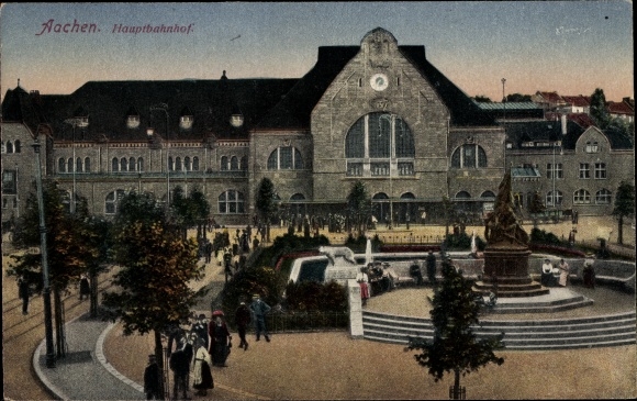 Ak Aachen in Nordrhein Westfalen, Hauptbahnhof, Denkmal