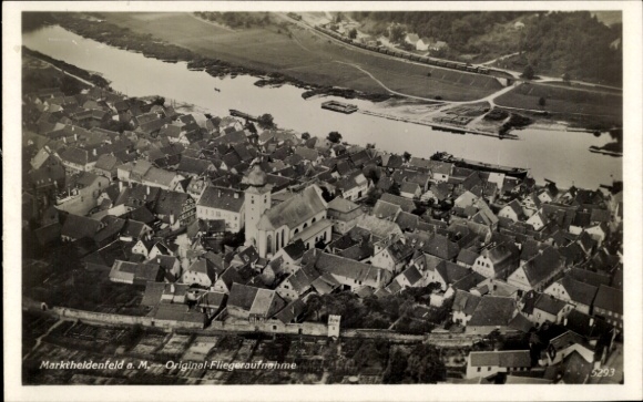 Postcard Marktheidenfeld in the Spessart Lower Franconia, long shot, aerial photo