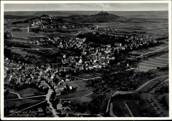 Postcard Rodheim Bieber Biebertal in Hesse, aerial photograph