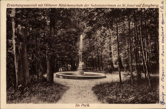 Postcard Zangberg, Educational Institution and Higher Girls' School of the Salesian Sisters of St. Joseph, Im Park