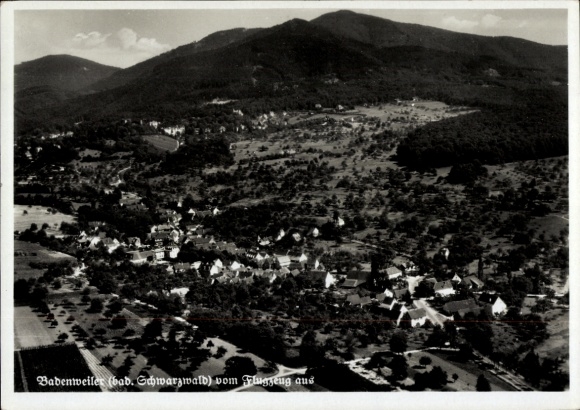 Postcard Badenweiler in the Black Forest, aerial photograph
