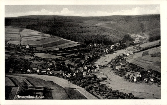Postcard Hessenthal Mespelbrunn in the Spessart, aerial photograph
