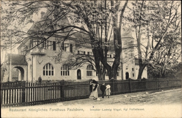 KP Berlin Zehlendorf Dahlem, Paulsborn, restauracja Królewski Dom Leśnika, widok z zewnątrz
