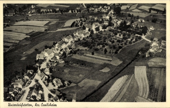 Postcard Unterdeufstetten Fichtenau in Württemberg, aerial photograph
