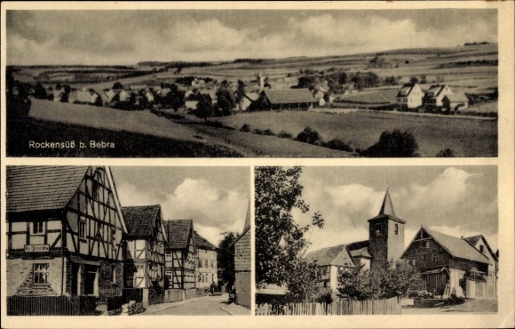 PC Rockensüß Cornberg in Hesse, grocery store, church, total view