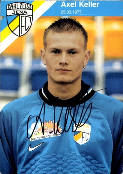 Handtekeningkaart voetballer Axel Keller, FC Carl Zeiss Jena, handtekening