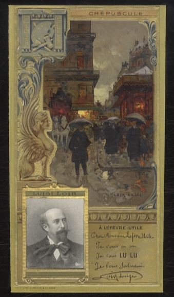 Merchant picture advertising card Lefevre-Utile Lu Art Nouveau, Luigi Loir