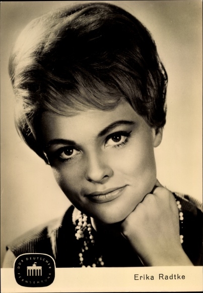 Postcard presenter Erika Radtke, GDR German television radio, portrait
