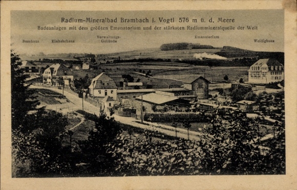 Postcard Bad Brambach in Vogtland, bathing facilities, emanatorium, general view