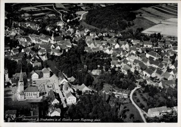 Postcard Steinsfurt Sinsheim in Baden, aerial photograph
