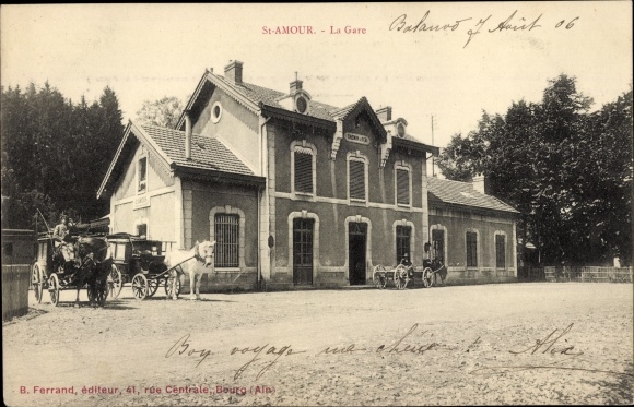 Postcard Saint Amour Jura, La Gare