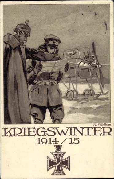 Kunstenaarsbriefkaart Mühlhan, A., oorlogswinter 1914/15, Hamburgse oorlogshulp Eilbek