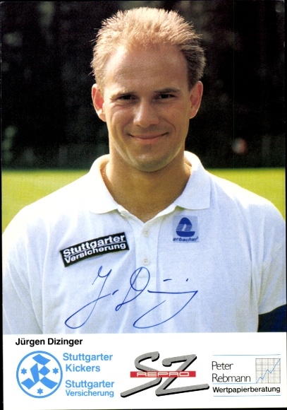Autograph card masseur Jürgen Dizinger, Stuttgarter Kickers, autograph