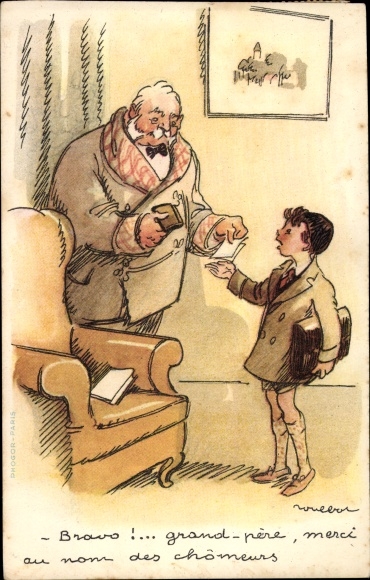 Artist Postcard Poulbot, Bravo grandfather, thank you on behalf of the unemployed