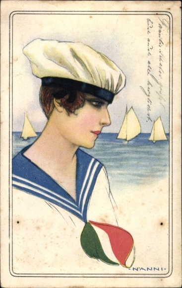 Künstler Ak Nanni, Frau in Matrosen-Uniform