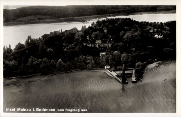 Ak Insel Mainau im Bodensee,  vom Flugzeug aus