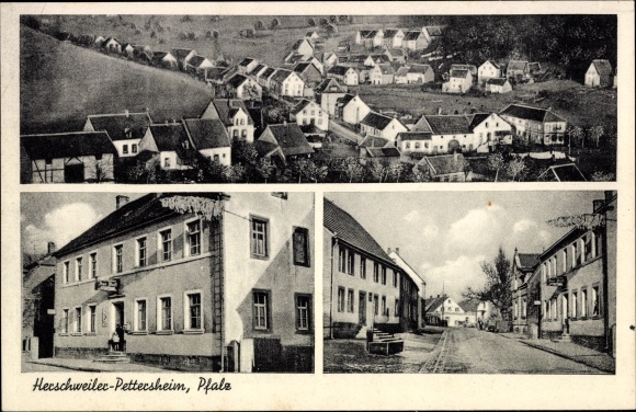 Ansichtkaart Herschweiler Pettersheim in der Pfalz, Gasthaus zur Post, uitzicht op straat