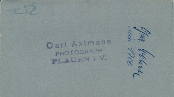 CdV Plauen in Vogtland, two men with bicycles, portrait, around 1900