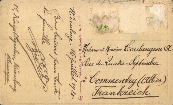 Postcard Fürth im Odenwald, entrance to the monastery garden, trees in the background, stone arch