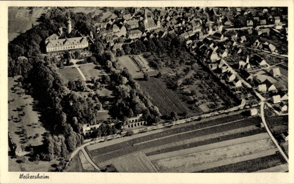 Postcard Weikersheim in Tauberfranken Württemberg, aerial photograph