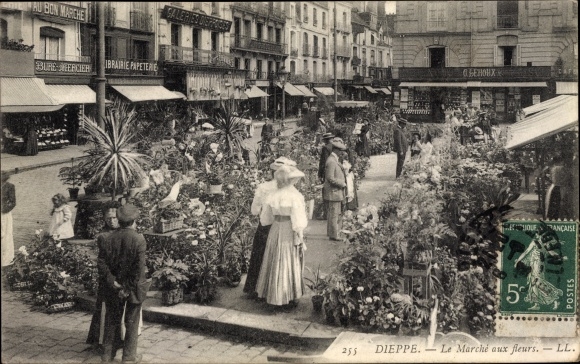 Postcard Dieppe Seine Maritime, The Flower Market