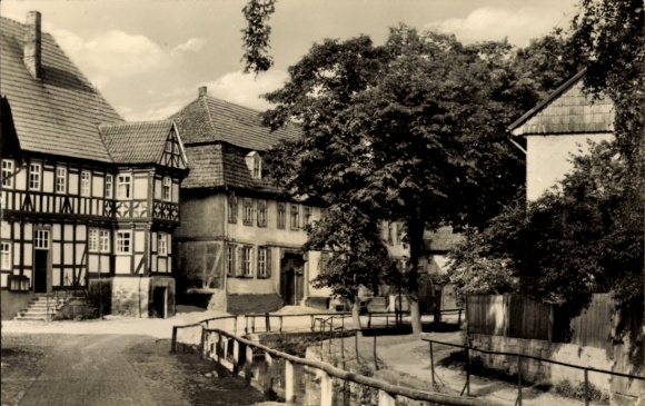 Ak Großbodungen im Eichsfeld Thüringen, Fleckenstraße, Fachwerkhäuser