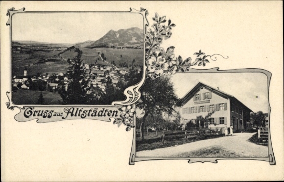 Postcard Altstädten Sonthofen im Allgäu, Panorama, Gasthaus