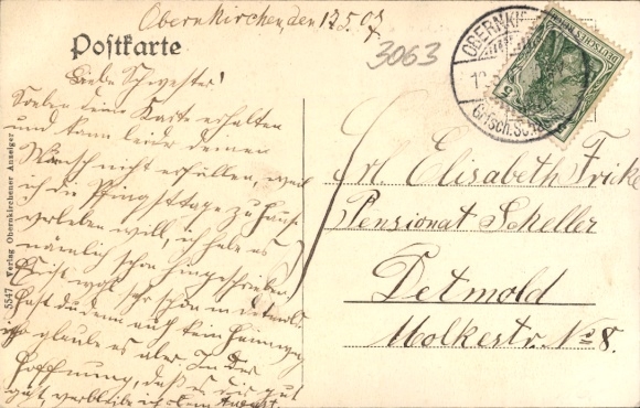 Postcard Obernkirchen in the district of Schaumburg, market square, Langestraße, monument