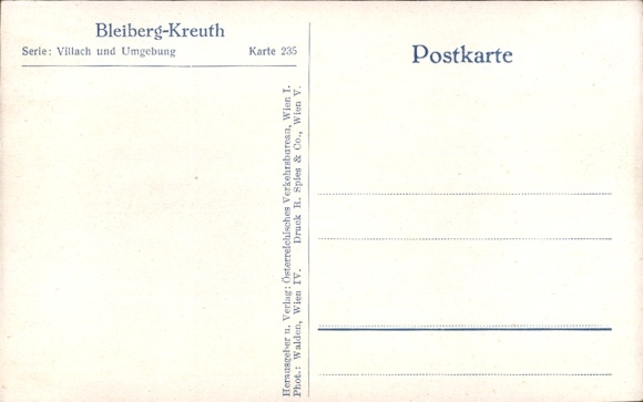 Postcard Bleiberg Kreuth Carinthia, general view